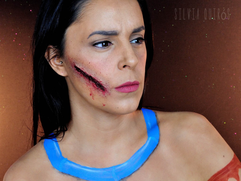 Pocahontas with bullet torn on the face special effects