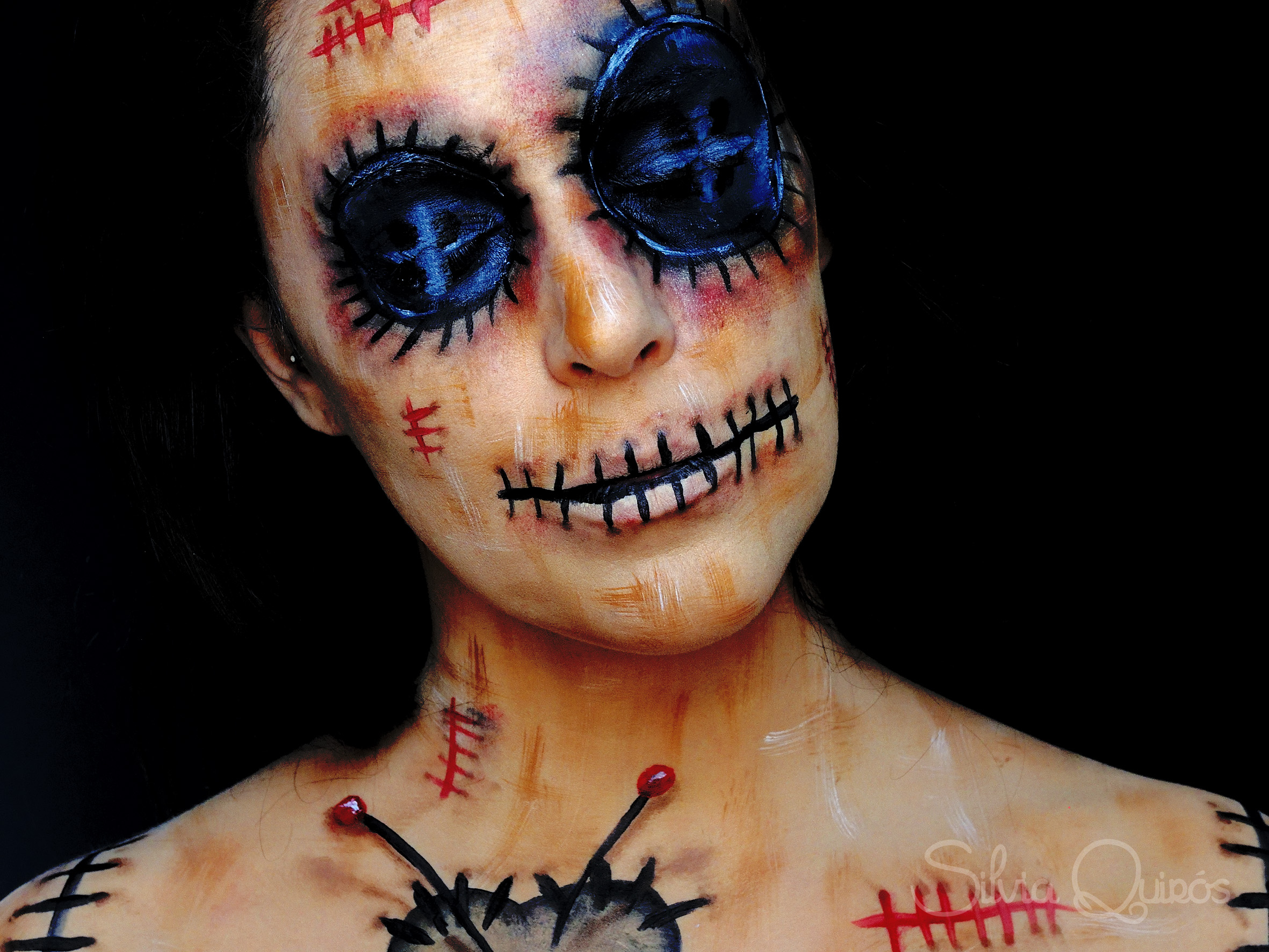 Tutorial Boneca Voodoo Macabra🪡🧵 Creepy Voodoo Doll Makeup Tutorial