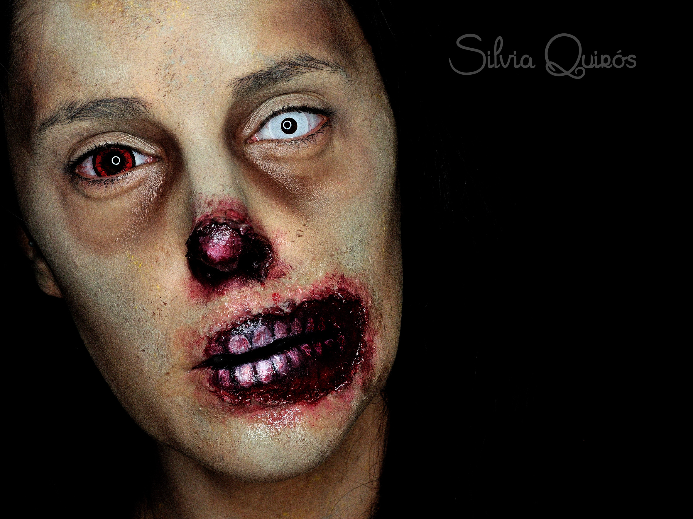 Maquillaje zombie sin nariz
