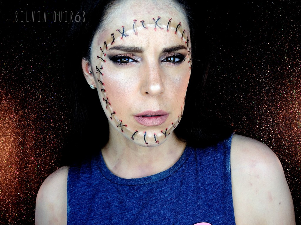 Beauty mask in a zombie makeup tutorial