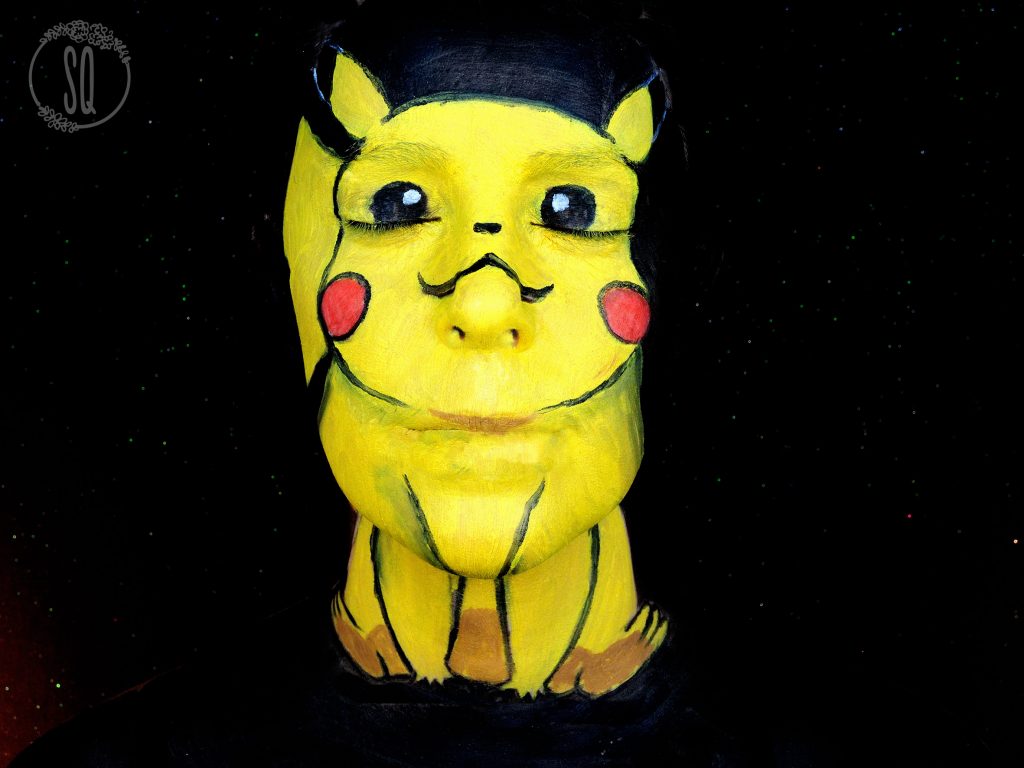 Pikachu face paint makeup tutorial