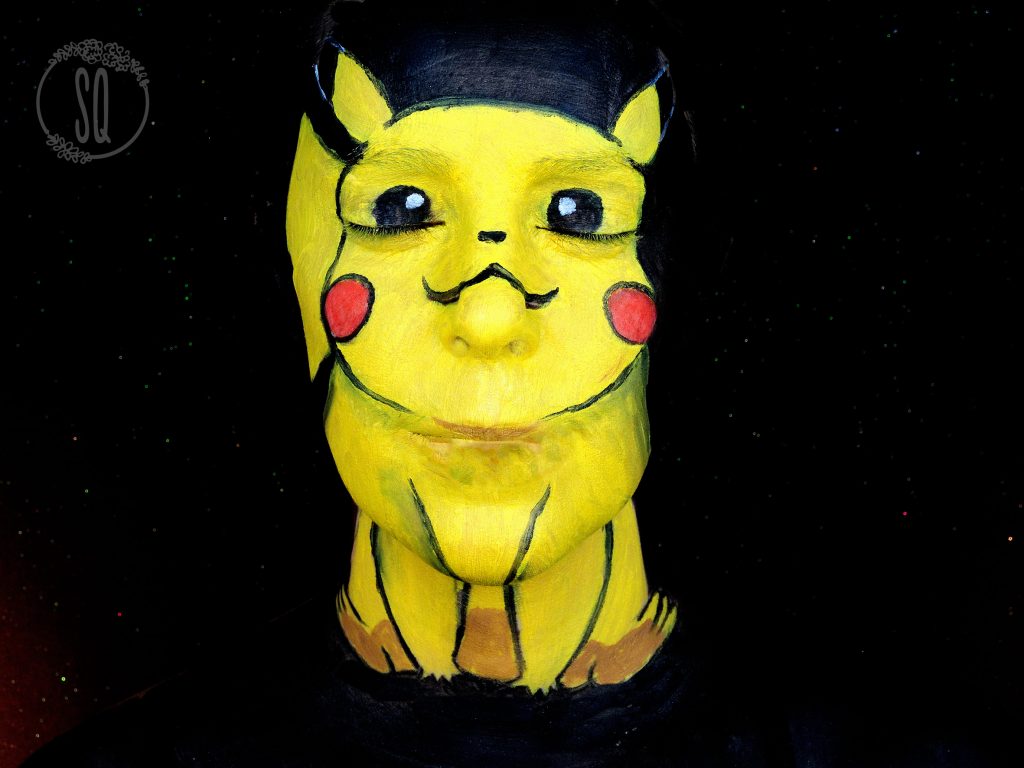 Pikachu face paint makeup tutorial