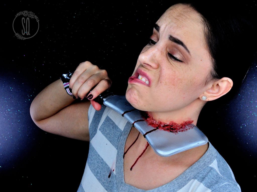 Knife stuck special effect makeup tutorial for Halloween