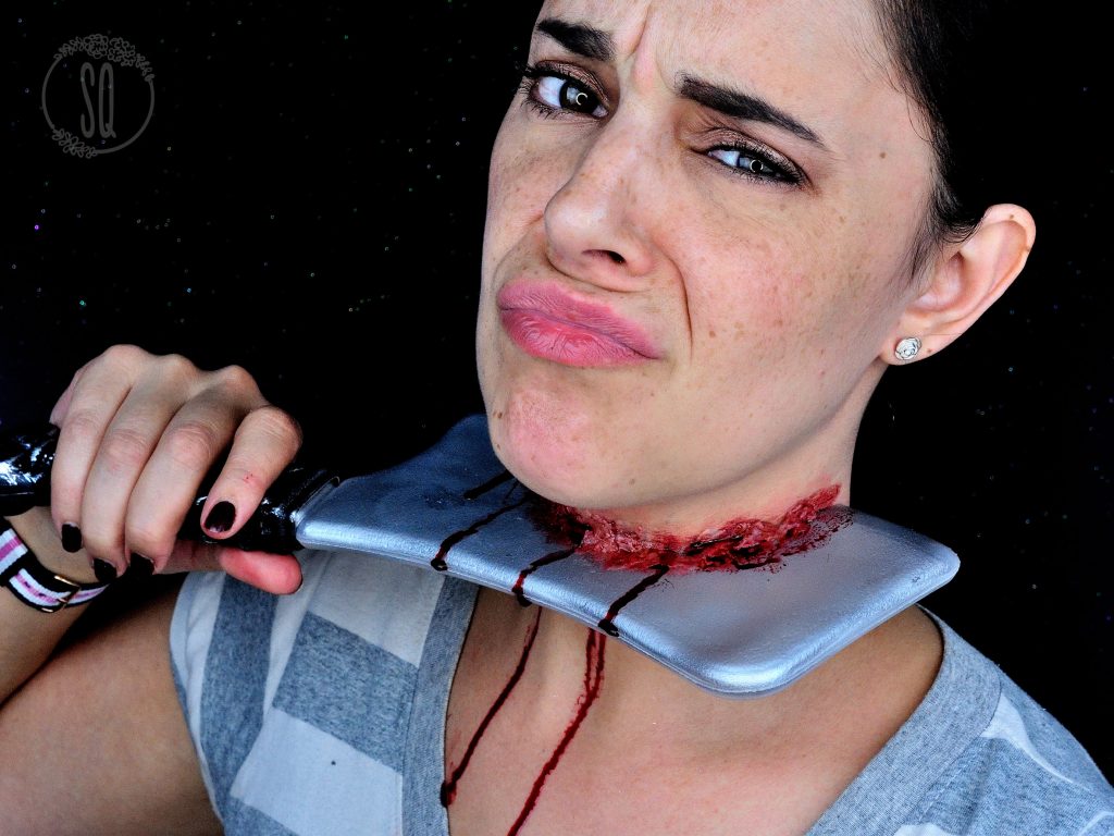 Knife stuck special effect makeup tutorial for Halloween