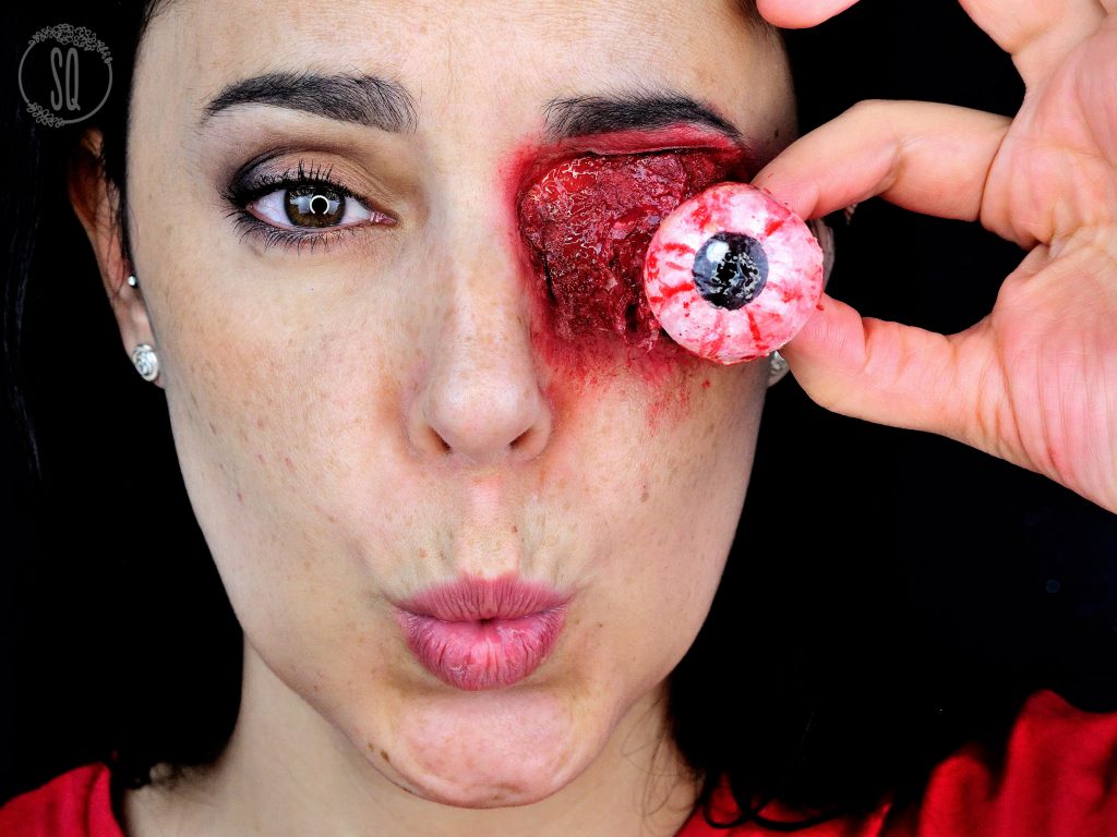 Eye pop out special effects makeup for Halloween