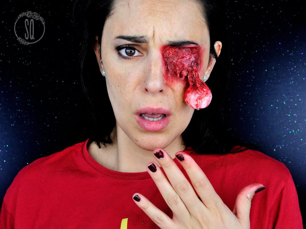Eye pop out special effects makeup for Halloween