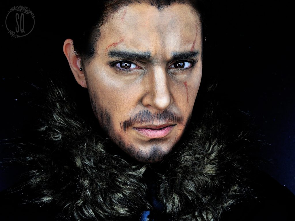 Transformation makeup into Jon Snow, Game of thrones serie