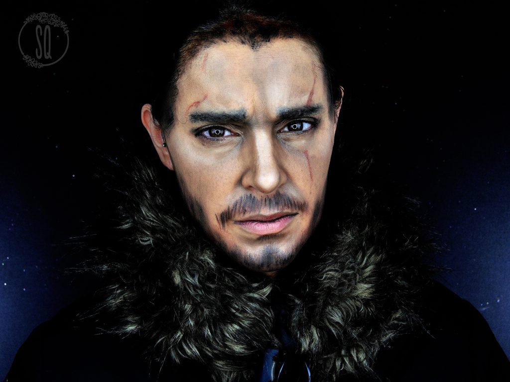 Transformation makeup into Jon Snow, Game of thrones serie