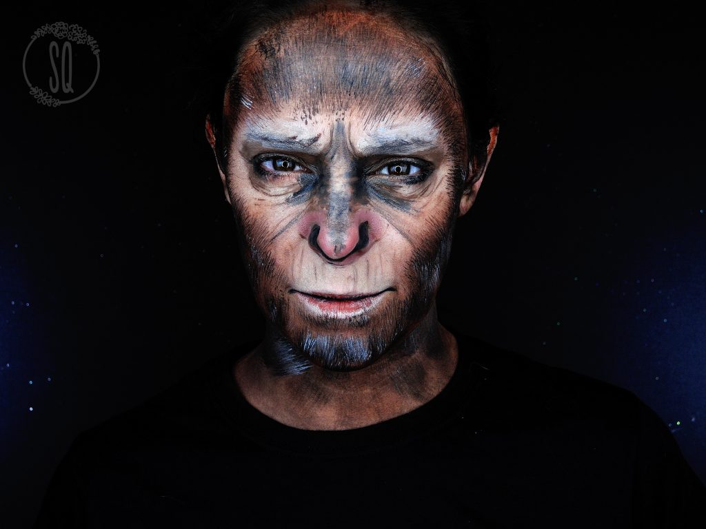 Makeup transformation into Caesar from the Planet of the Apes