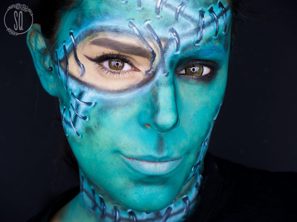 Beauty Frankenstein makeup tutorial, face paint