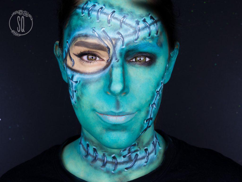 Beauty Frankenstein makeup tutorial, face paint